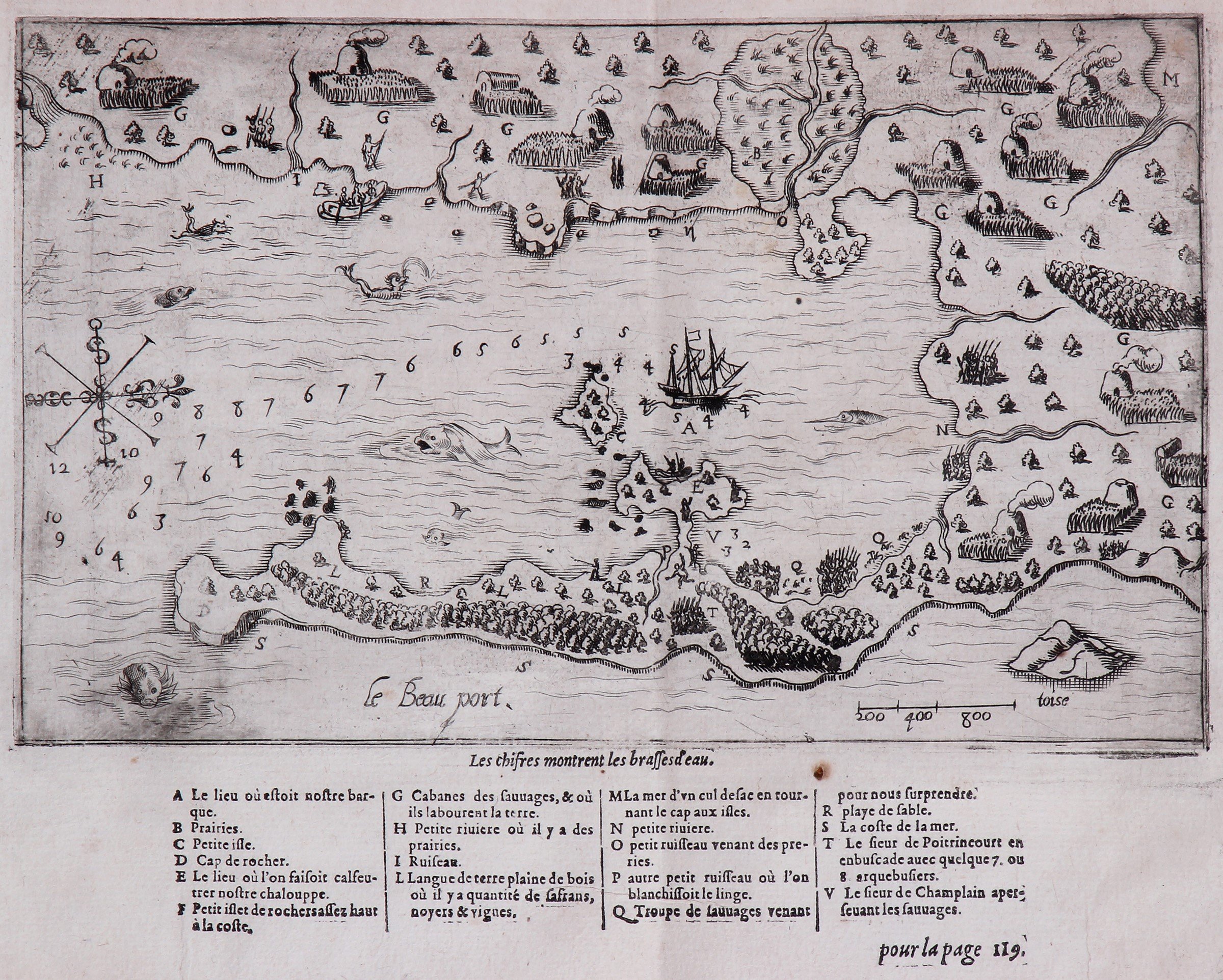 Printed map of Cape Ann, Le Beau Port, 1613