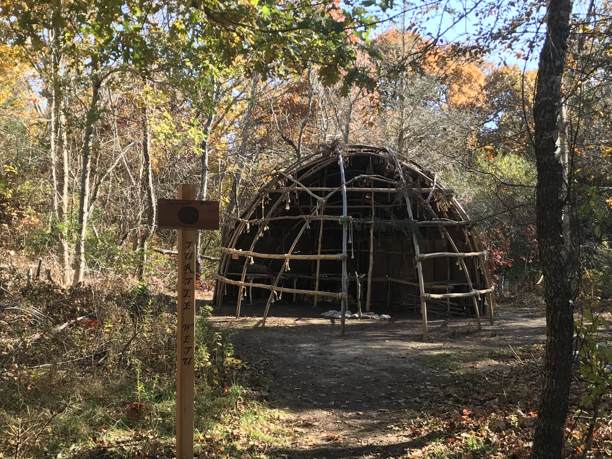 Reconstruction of an indigenous wetu. Structure made of bent saplings covered with bark.